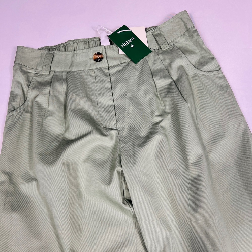 Halara Mid Rise Casual Joggers with Pockets 100% Cotton Size Medium Laurel Green